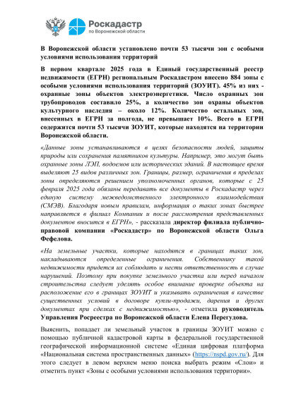 В Воронежской области установлено почти 53 тысячи зон с особыми условиями использования территорий. В Воронежской области установлено почти 53 тысячи зон с особыми условиями использования территорий.